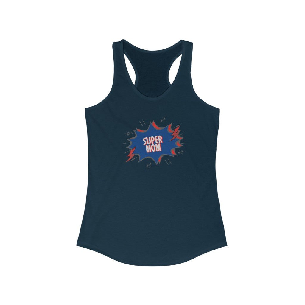 Super Mom Comic - Mother's Day Racerback Tank Top [Solid Midnight Navy] NAB It Designs