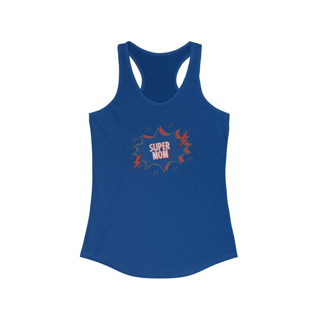Super Mom Comic - Mother's Day Racerback Tank Top [Solid Royal] NAB It Designs