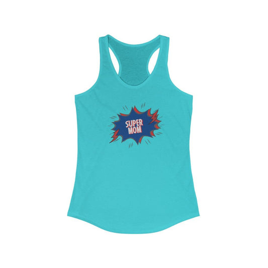 Super Mom Comic - Mother's Day Racerback Tank Top [Solid Tahiti Blue] NAB It Designs