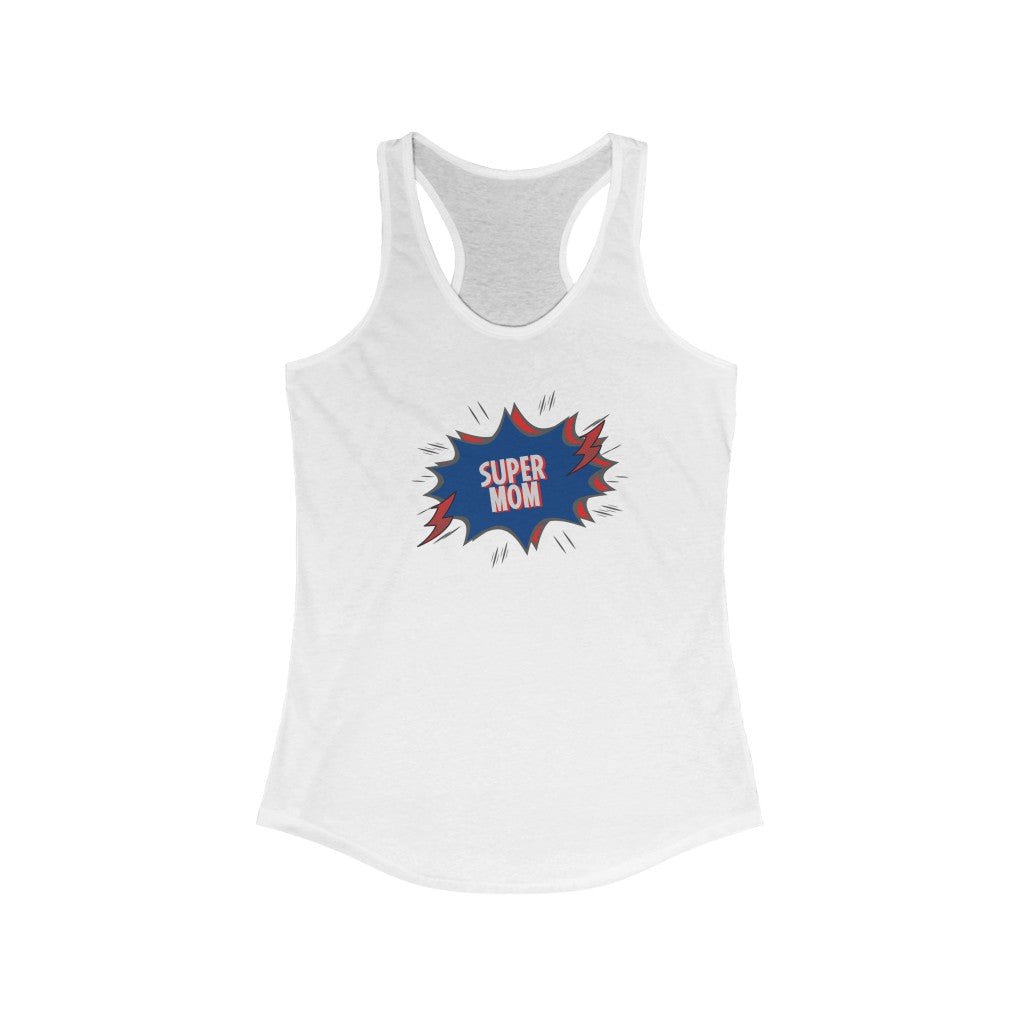 Super Mom Comic - Mother's Day Racerback Tank Top [Solid White] NAB It Designs