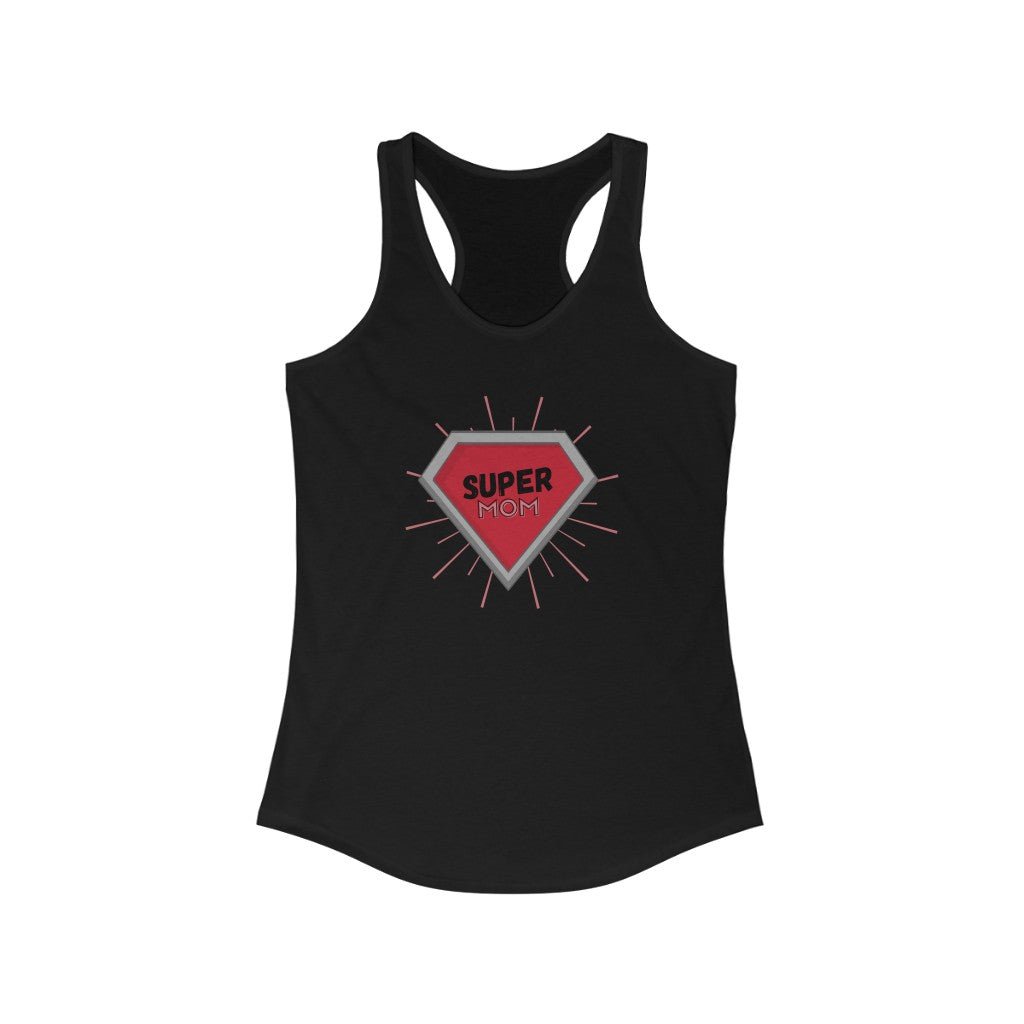 Super Mom Diamond - Mother's Day Racerback Tank Top [Solid Black] NAB It Designs