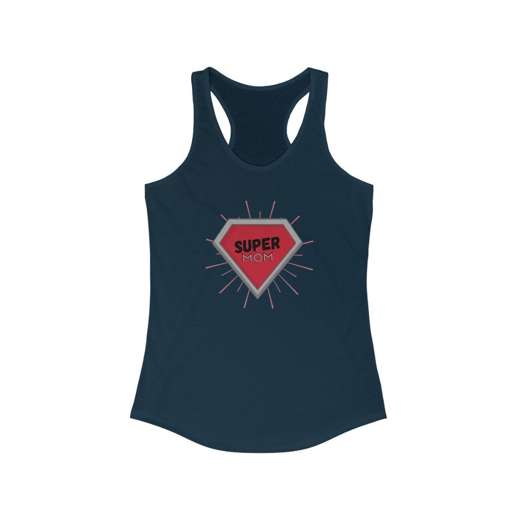 Super Mom Diamond - Mother's Day Racerback Tank Top [Solid Midnight Navy] NAB It Designs