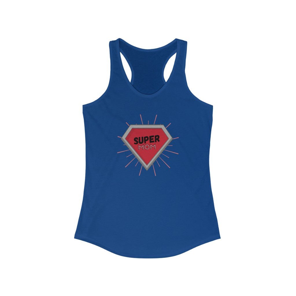 Super Mom Diamond - Mother's Day Racerback Tank Top [Solid Royal] NAB It Designs