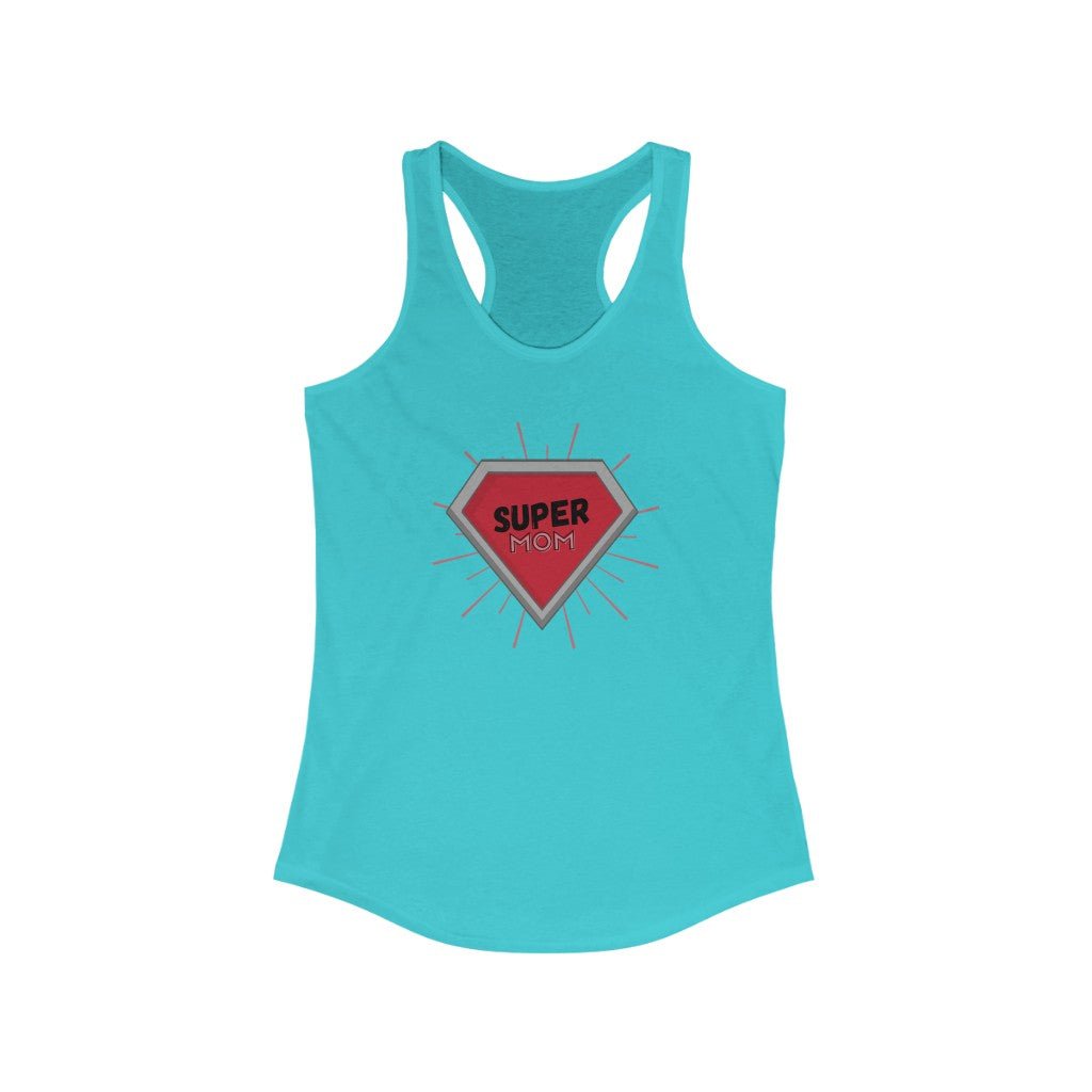 Super Mom Diamond - Mother's Day Racerback Tank Top [Solid Tahiti Blue] NAB It Designs