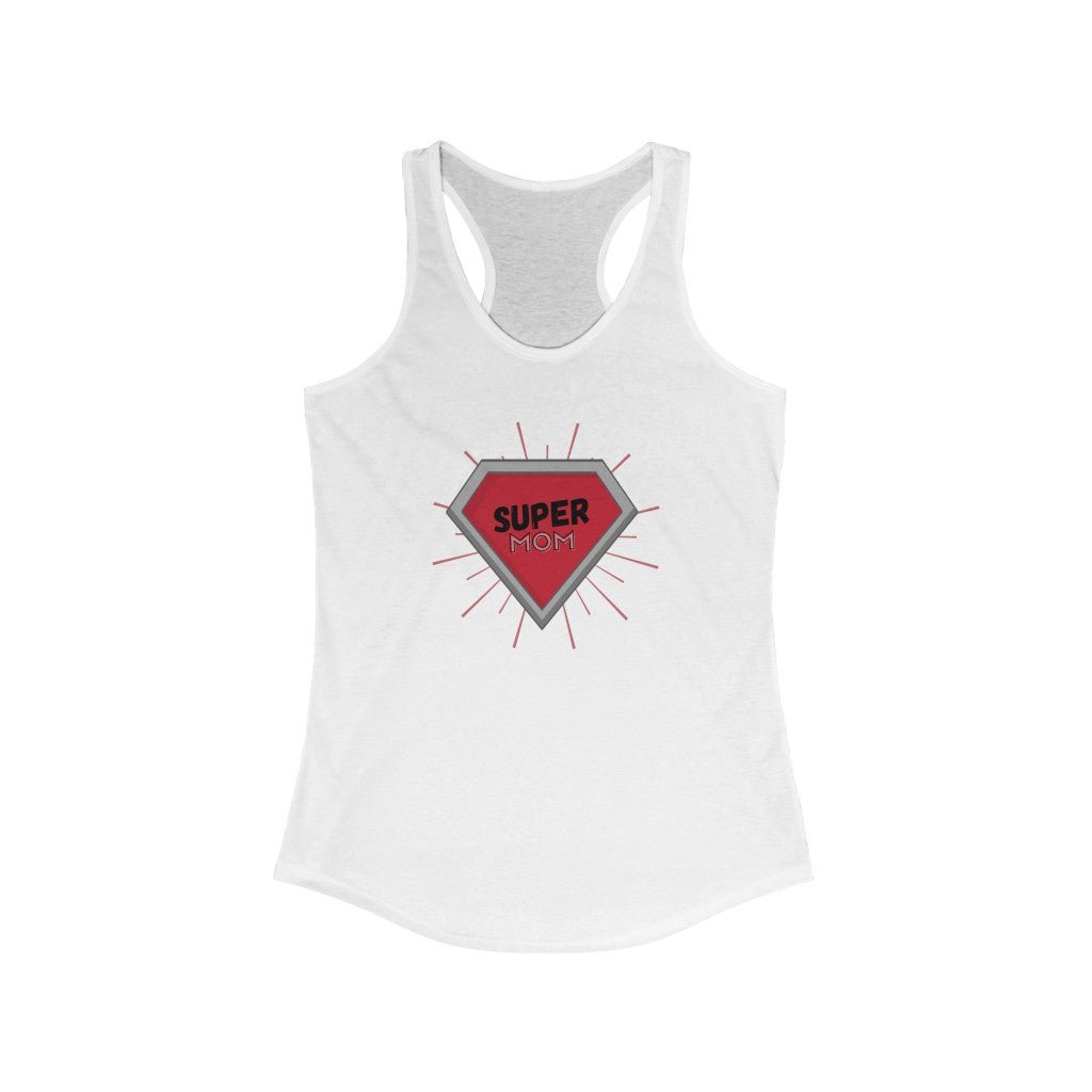 Super Mom Diamond - Mother's Day Racerback Tank Top [Solid White] NAB It Designs