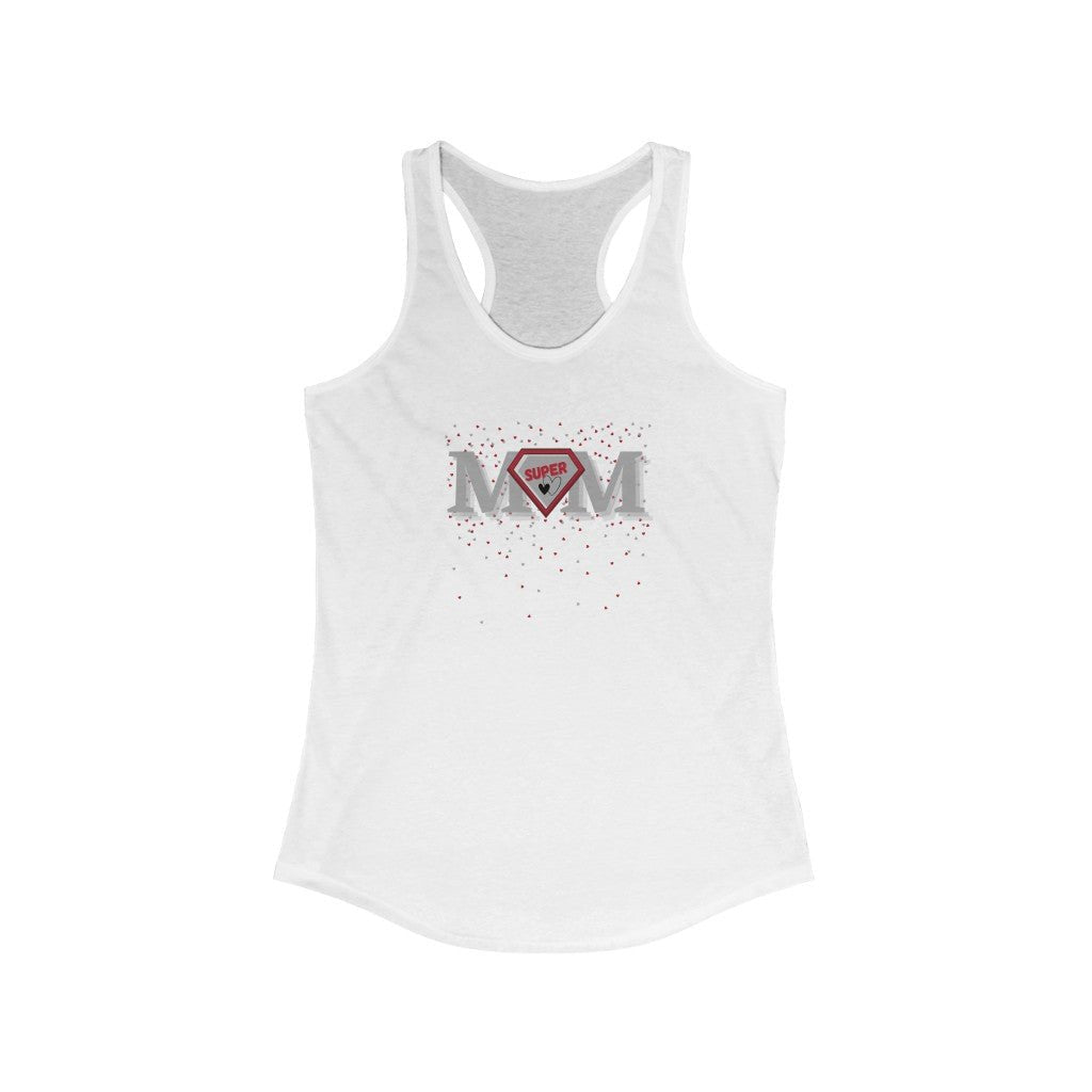 Super Mom Love - Mother's Day Racerback Tank Top [Solid White] NAB It Designs