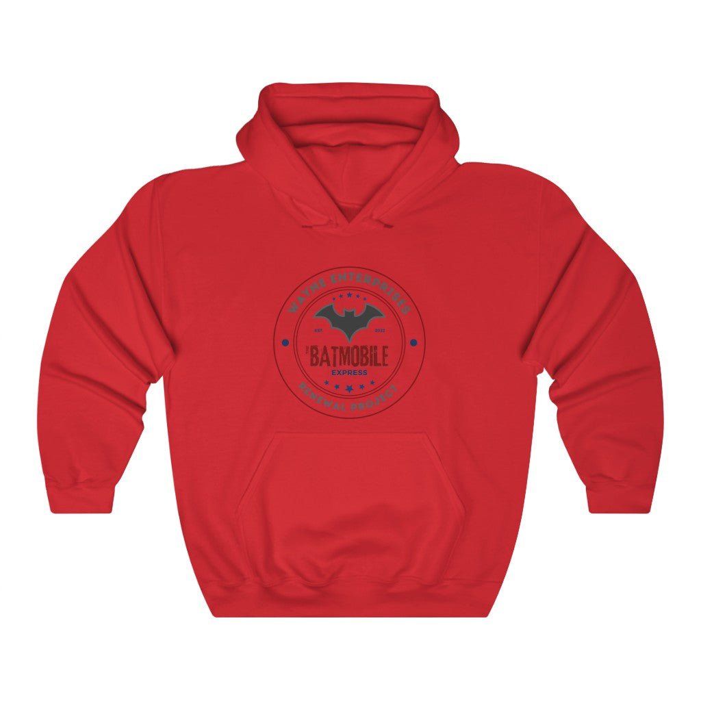 The Batman Express - Funny Batmobile Hooded Sweatshirt (Unisex) [Red] NAB It Designs