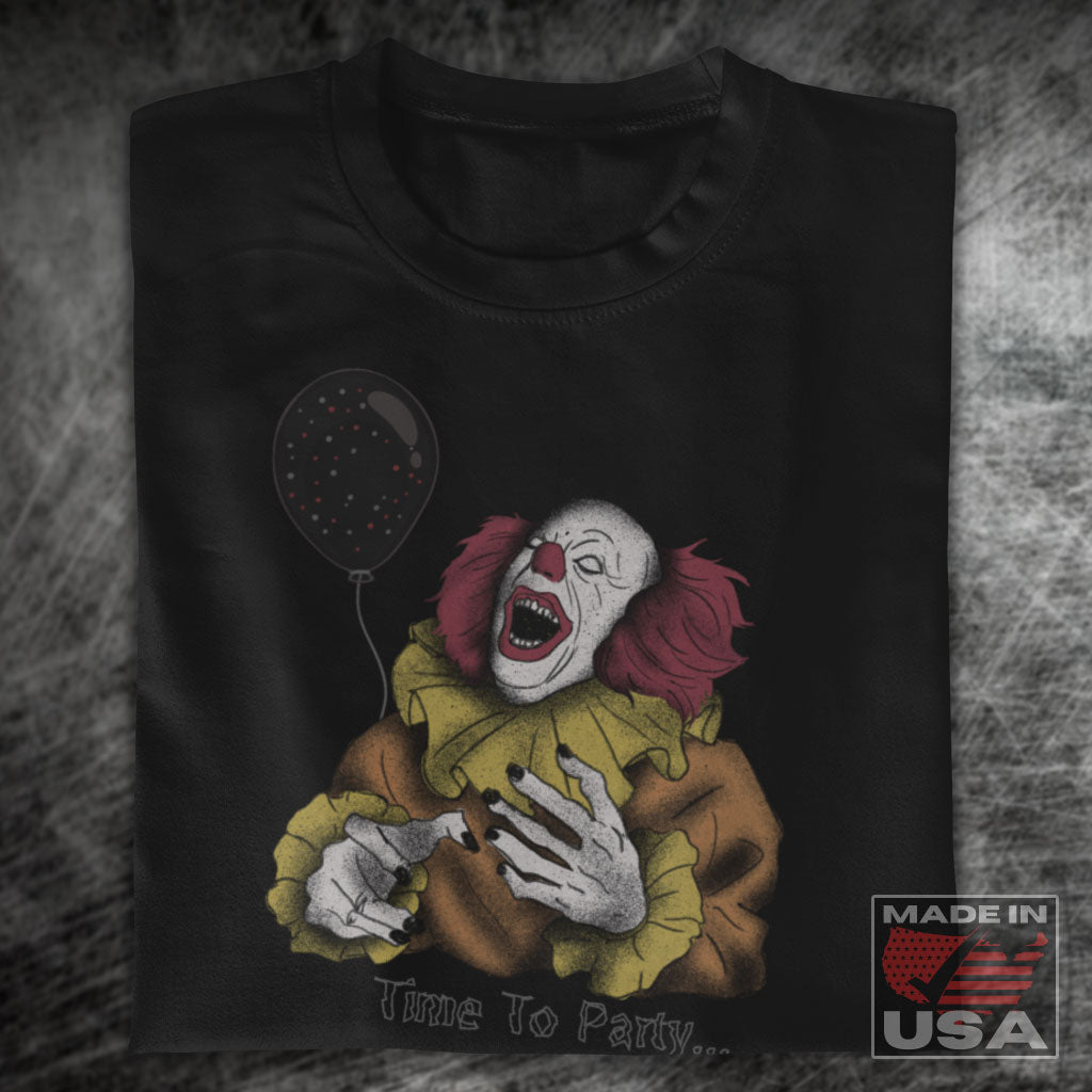 Time To Party - Halloween Clown T-Shirt (Unisex) [Black] NAB It Designs