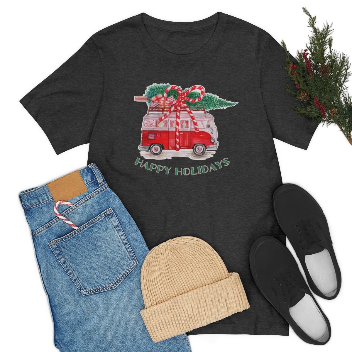Vintage Van Holiday T-Shirt (Unisex) [Dark Grey Heather] NAB It Designs