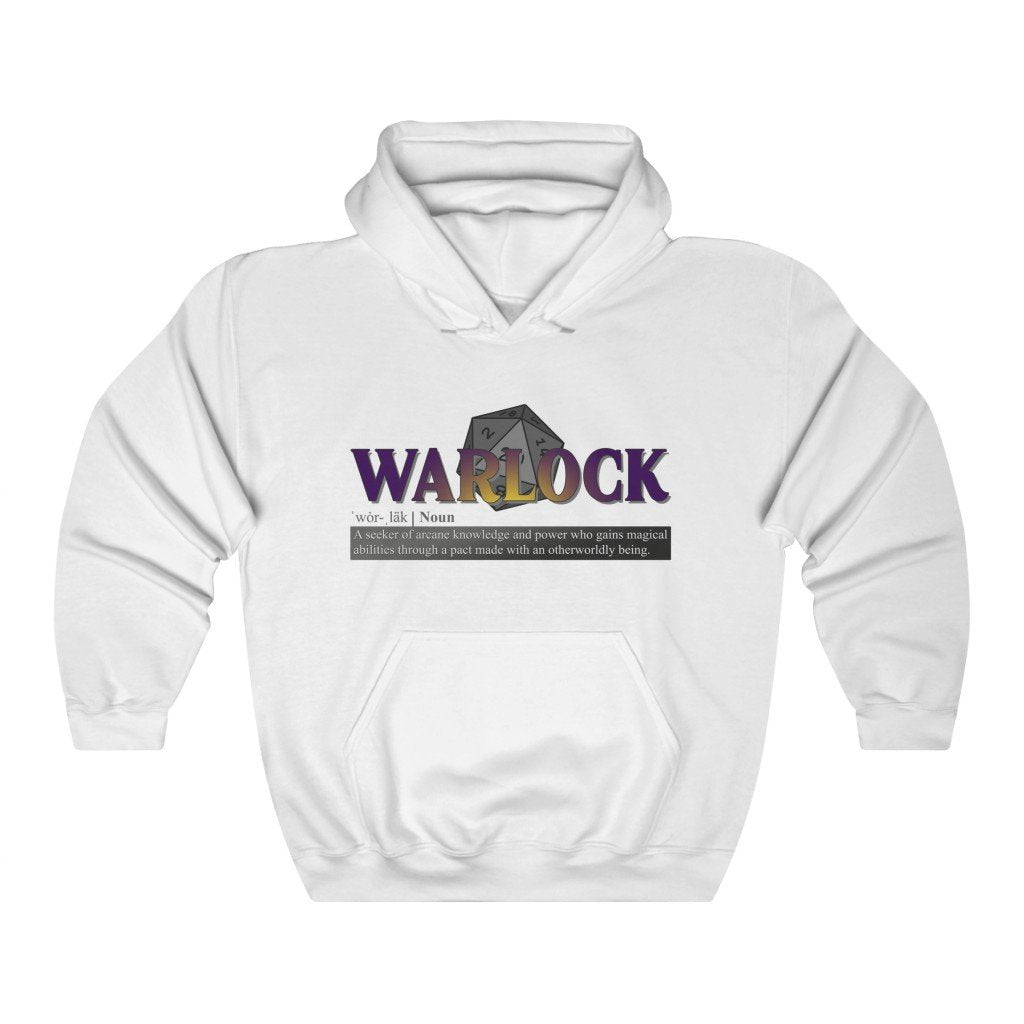 Warlock Class Definition - Funny Dungeons & Dragons Hooded Sweatshirt (Unisex) [White] NAB It Designs