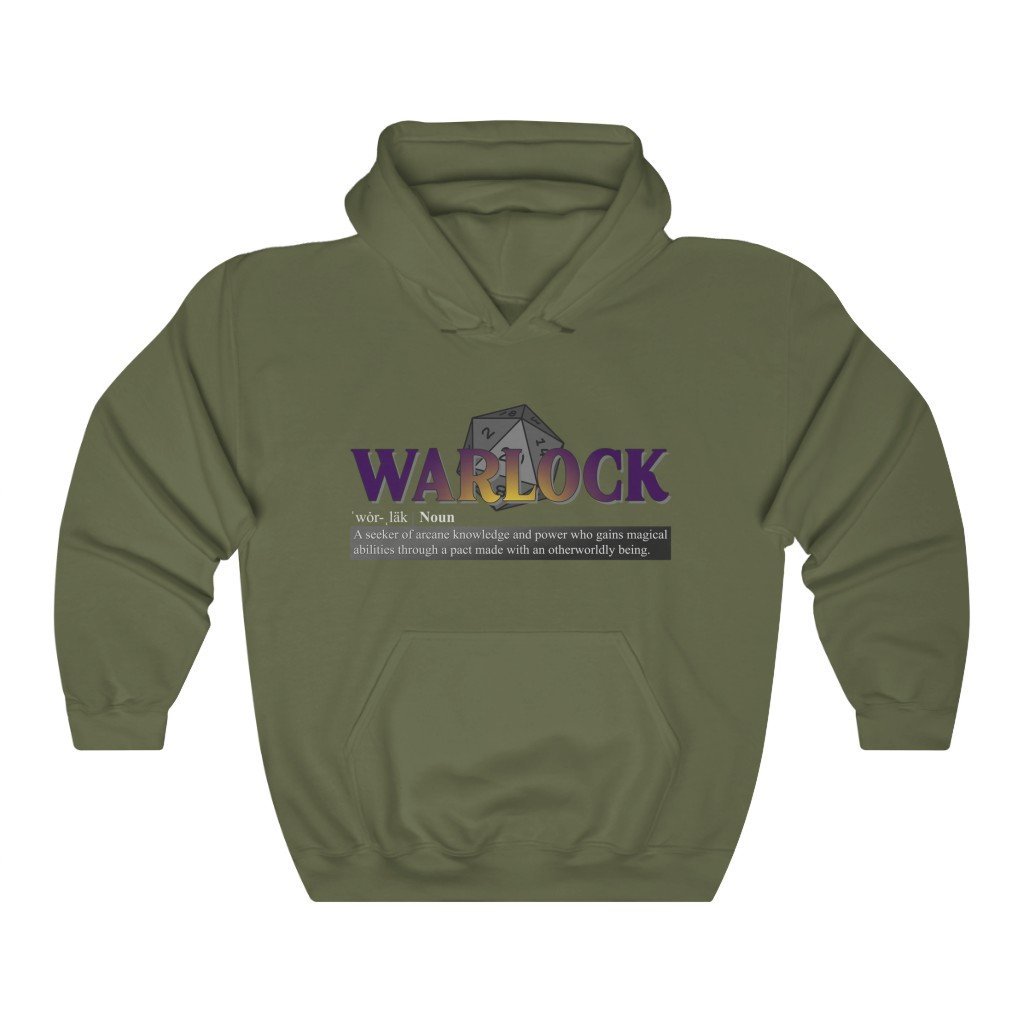 Warlock Class Definition - Funny Dungeons & Dragons Hooded Sweatshirt (Unisex) [Military Green] NAB It Designs
