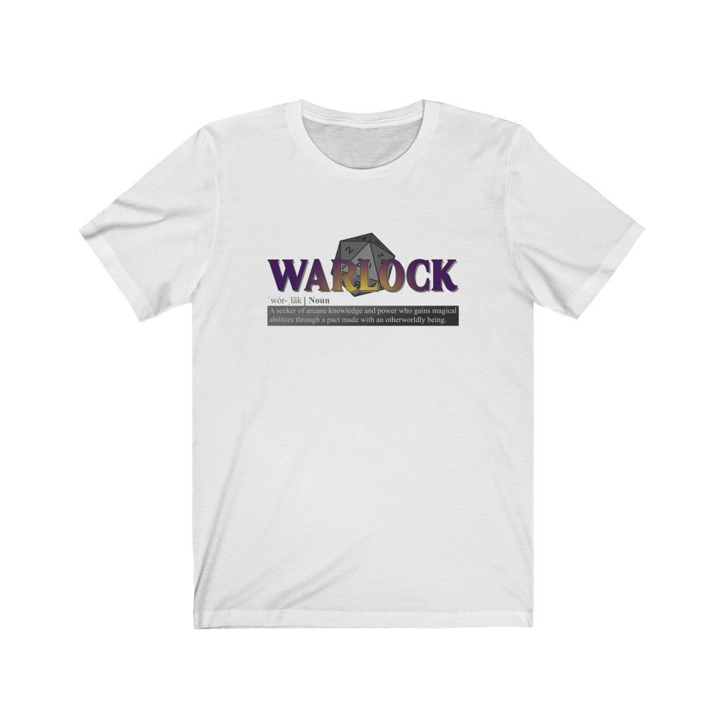 Warlock Class Definition - Funny Dungeons & Dragons T-Shirt (Unisex) [White] NAB It Designs
