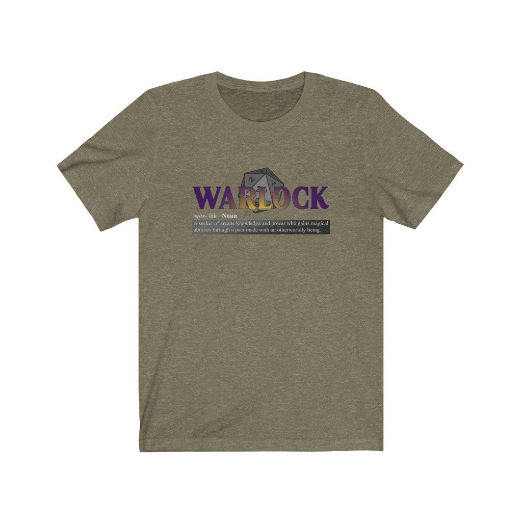 Warlock Class Definition - Funny Dungeons & Dragons T-Shirt (Unisex) [Heather Olive] NAB It Designs