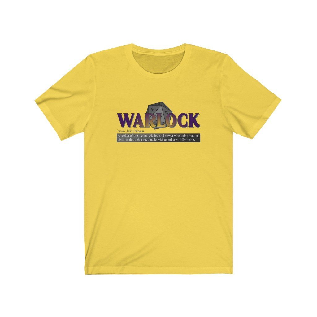 Warlock Class Definition - Funny Dungeons & Dragons T-Shirt (Unisex) [Yellow] NAB It Designs
