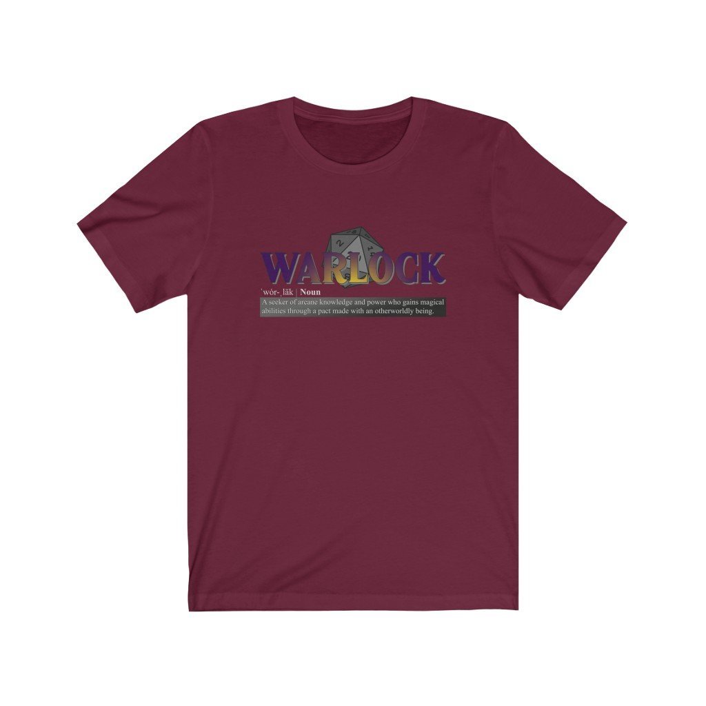 Warlock Class Definition - Funny Dungeons & Dragons T-Shirt (Unisex) [Maroon] NAB It Designs