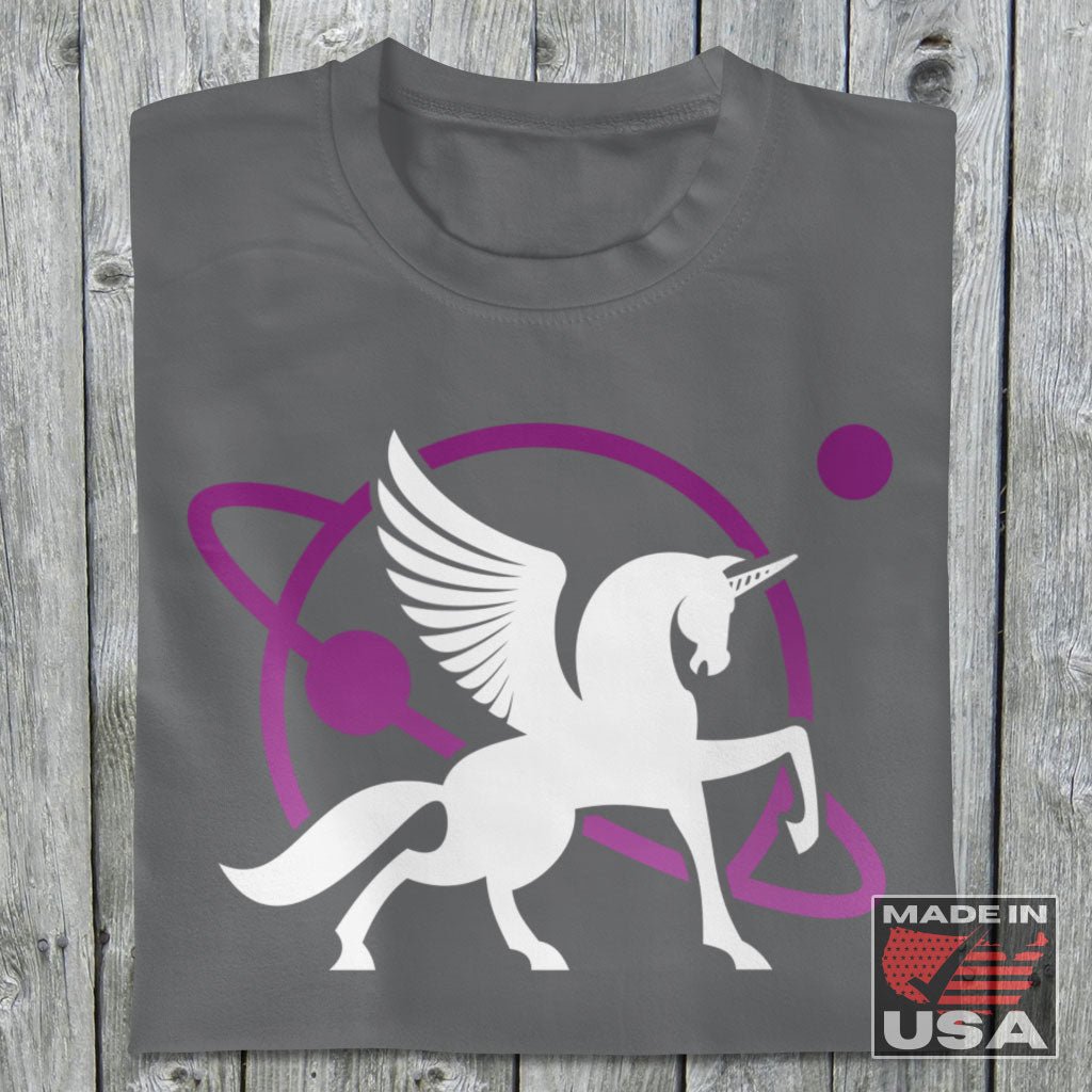 White Unipeg - Unicorn Pegasus Sci-Fi - Sci-Fi T-Shirt (Unisex) [Asphalt] NAB It Designs
