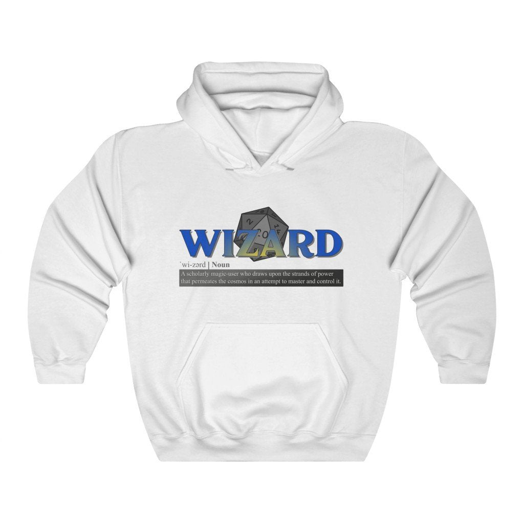 Wizard Class Definition - Funny Dungeons & Dragons Hooded Sweatshirt (Unisex) [White] NAB It Designs