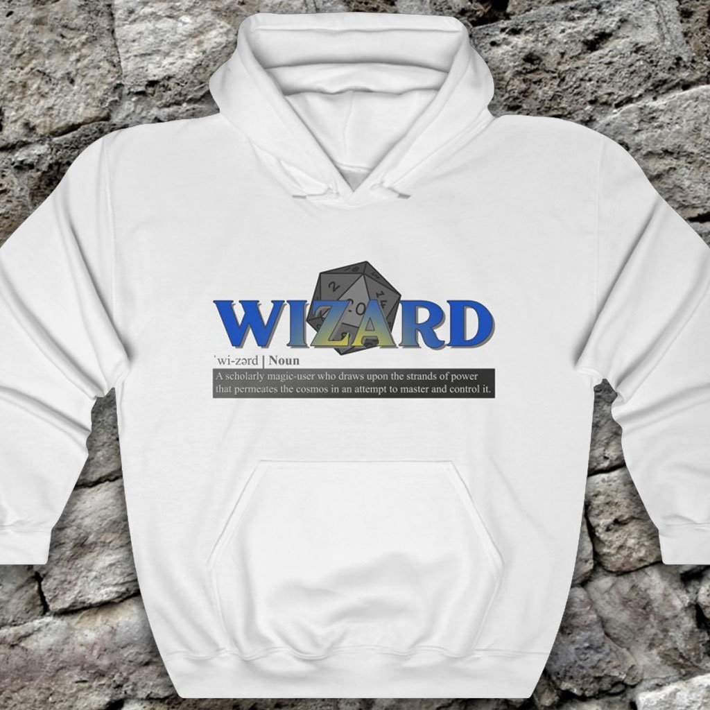 Wizard Class Definition - Funny Dungeons & Dragons Hooded Sweatshirt (Unisex) [White] NAB It Designs